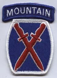 10th Mountain Division with Mountain Tab, Patch with Tab