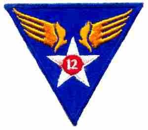 12th Air Force WW II custom made bullion patch Patch, Authentic WWII Repro Cut Edge