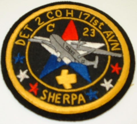 171st Aviation, Det. 2, Co. H (C-23 Sherpa aircraf Custom made Cloth Patch - Saunders Military Insignia