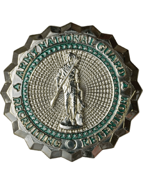 Army National Guard Recruiter and Retention Basic Badge with Silver Metal and Gold Minuteman Emblem