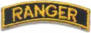 Ranger Tab in black and gold, Authentic WWII Repro Cut Edge - Saunders Military Insignia