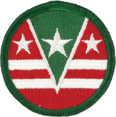 Round embroidery patch with white stars and red background