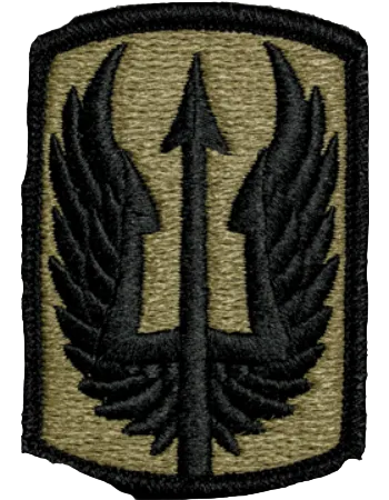 Patch with black emblem on a green background