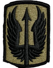 Patch with black emblem on a green background