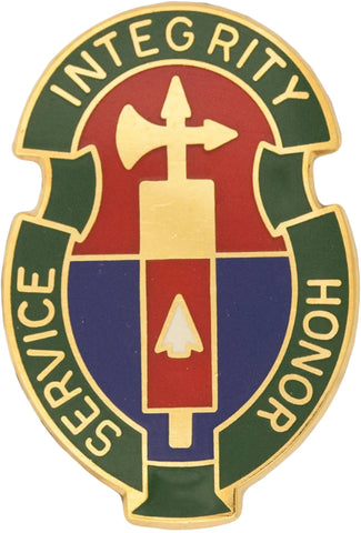 Unit crest metal pin with Integriry Service Honor