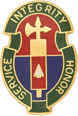 Unit crest metal pin with Integriry Service Honor