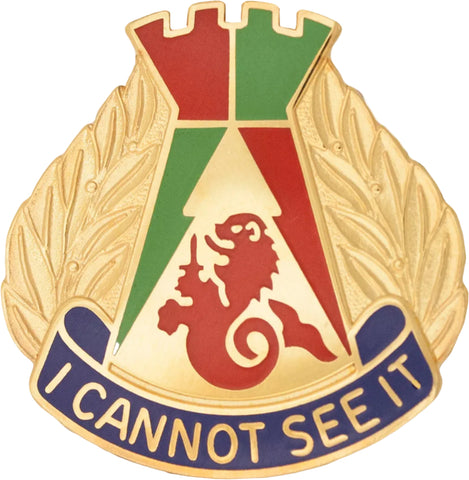 Decorative emblem with a dragon design and 'I Cannot See It' text on a white background