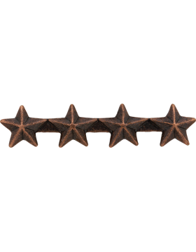 Set of four metallic bronze stars on a bar