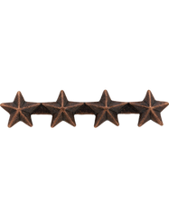 Set of four metallic bronze stars on a bar