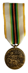 Military medal with white drape and bronze coin