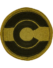 Black letter C on a green background uniform embroidered patch