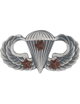 Basic Combat Parachutist wing with 3 Jumps wing in silver OX