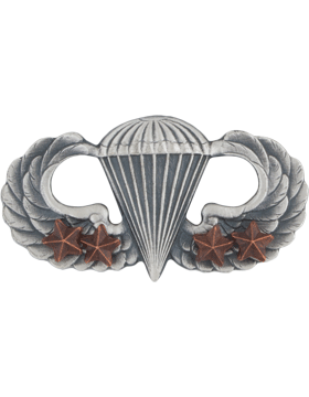 Basic Combat Parachutist wing with 4 Jumps in silver oxidized