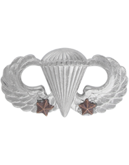 Army Basic Combat Parachute badge with 2 bronze stars