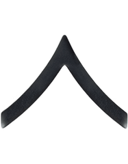 Army E-2 Private rank insignia in black metal