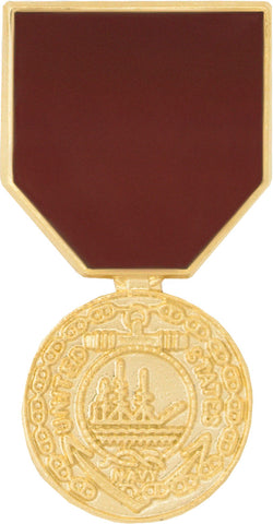 Gold medal with a ship emblem on a white background