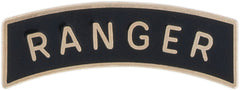 Ranger metal tab badge with 'RANGER' text on a black background