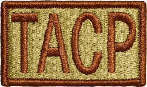 Embroider uniform patch with 'TACP' text on a green and brown background