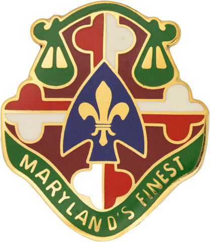 Emblem with a fleur-de-lis design and 'Maryland's Finest' text on a white background