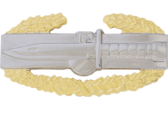 Combat Action metal badge in silver and gold metal emblem 