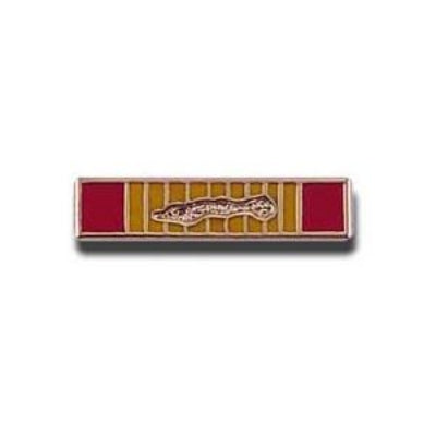 Vietnam Gallantry Cross ribbon bar with a central palm on a metal lapel pin background