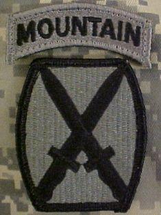 10th Mountain Division with Mountain Tab Army ACU Patch with Velcro