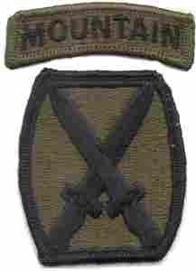 10th Mountain Division with Mountain Tab Patch with Tab, subdued - Saunders Military Insignia