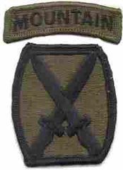 10th Mountain Division with Mountain Tab Patch with Tab, subdued - Saunders Military Insignia