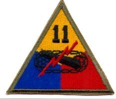 11th Armored Division Patch, WWII style, Cut Edge