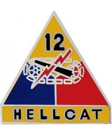 12th Armed Division metal hat pin