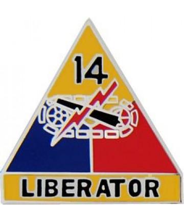 14th Armor with Liberator tab metal hat pin