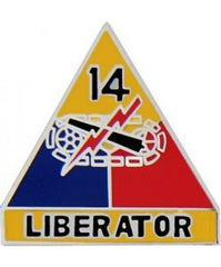 14th Armor with Liberator tab metal hat pin - Saunders Military Insignia