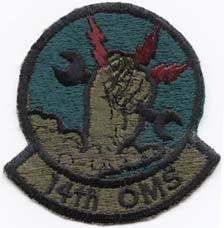 14th Organizational Maintenance Squadron Subdued Patch - Saunders Military Insignia