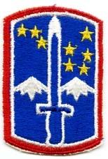 172nd Infantry Brigade - early design color patch Patch, Cut Edge