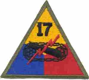 17th Armored Division Patch, Authentic WWII Repro Cut Edge