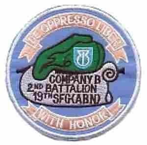 19th Special Forces Company B 2nd Battalion Patch, Hand Made