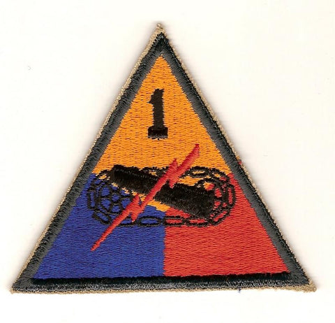 1st Armored Division, Patch, WWII Cut EdgeOlive Drab Border - Saunders Military Insignia