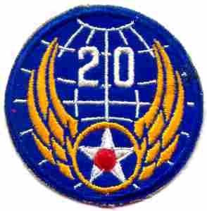 20th Air Force Patch, Authentic WWII Repro Cut Edge