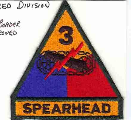 3rd Armored Division with tab, Army Green Border AG44