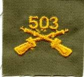 503rd Infantry Badge, cloth, Olive Drab