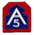 5th Army Corps Patch 2x2.5 Patch Authentic WWII Reproduction Cut Edge - Saunders Military Insignia