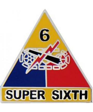 6th Armored Division metal hat pin