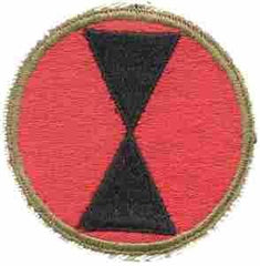 7th Infantry Division Patch, Olive Drab Border Cut Edge WWII - Saunders Military Insignia