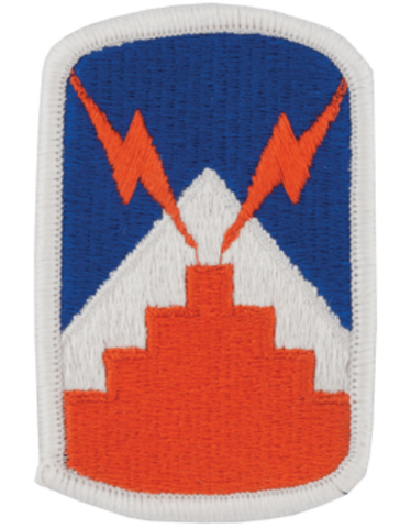 7th Signal Brigade embroidered patch in blue, white and orange
