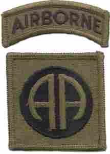 82nd Airborne Division Subdued Cloth Patch plus tab - Saunders Military Insignia