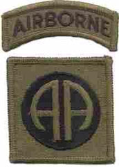 82nd Airborne Division Subdued Cloth Patch plus tab - Saunders Military Insignia