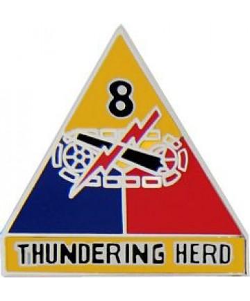 8th Armored Division THUNDERING HERD metal hat pin
