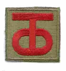 90th Infantry Division Patch, Authentic WWII  Cut Edge