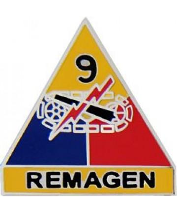 9th Armored Division REMAGEN metal hat pin