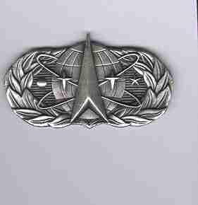 Air Force Basic Space Operations badge in old silver finish